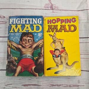 Vintage Fighting Mad & Hopping Mad MAD Magazine Paperback Book Lot 2